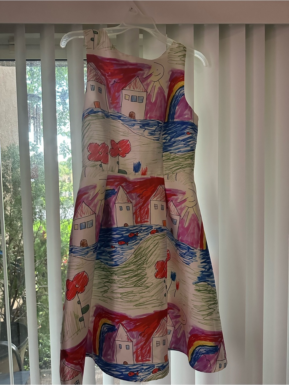 Colorful Hand-Drawn Print Dress - Pink & Multicolor